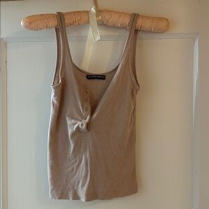Brandy Melville Taupe Ribbed Tank